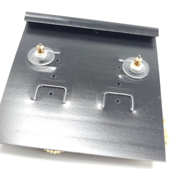 Dangle Earrings With Amber Resin Golden Beads By Darlene Group - Picture 3 of 4